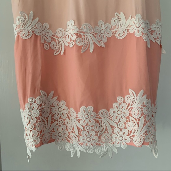 Loft Shirt Womens Extra Small XS Pink Orange Peach Tank Top Pleated Flowers - Picture 5 of 8